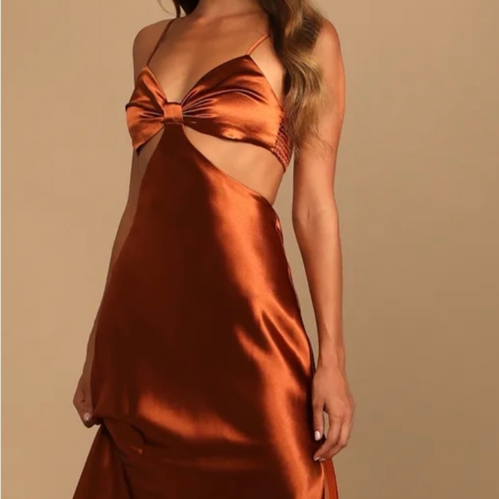 Lulu's Copper Satin Dress